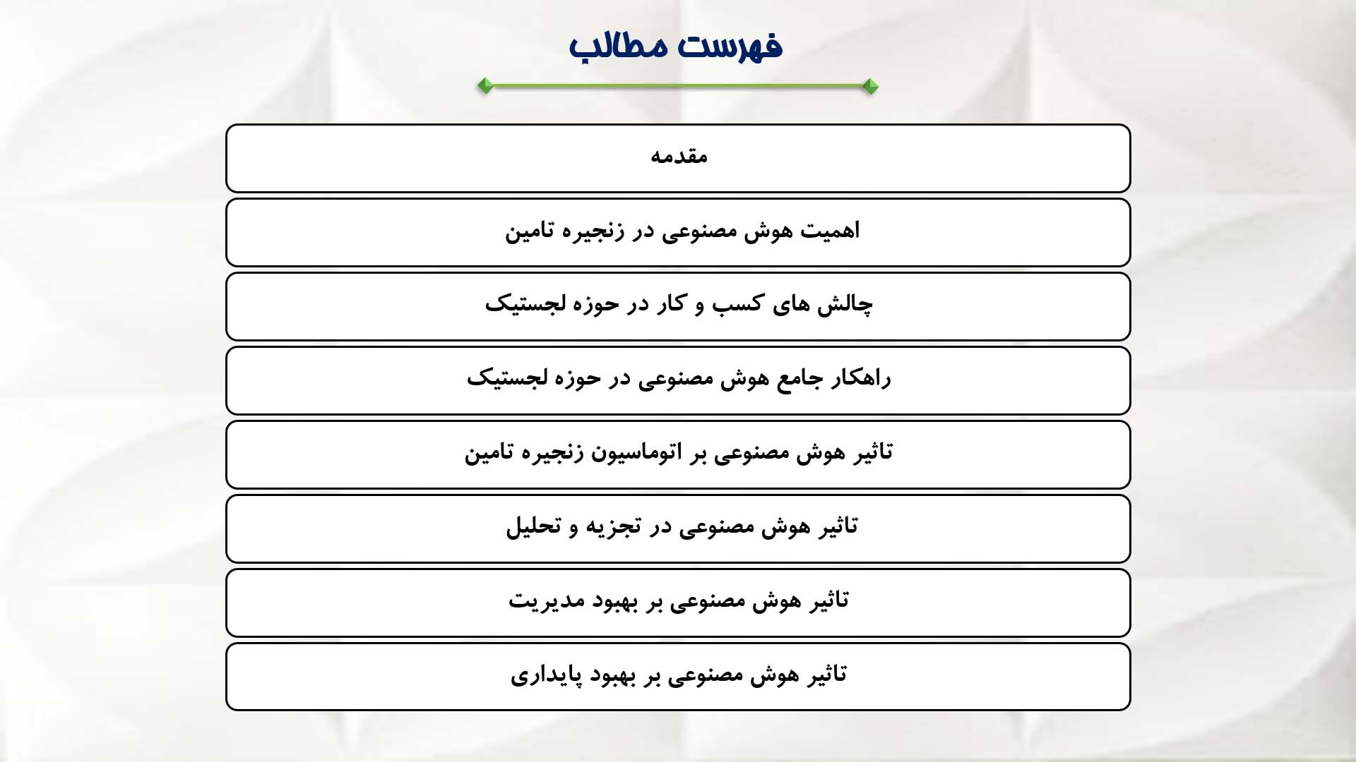 پاورپوینت نقش هوش مصنوعی در لجستیک 